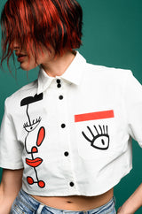 GIVING ATTITUDE PRINTED POPLIN BUTTON DOWN