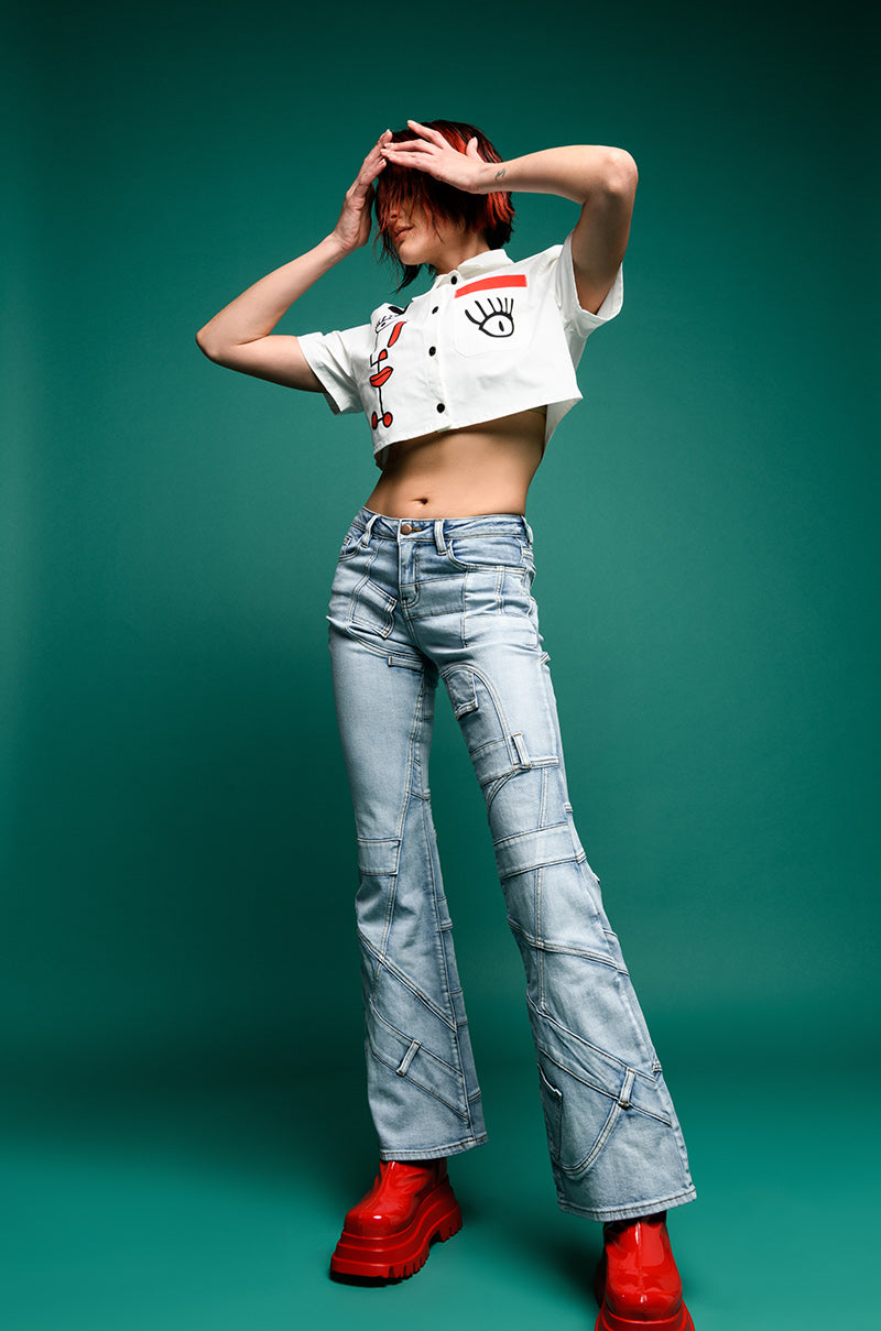 GIVING ATTITUDE PRINTED POPLIN BUTTON DOWN