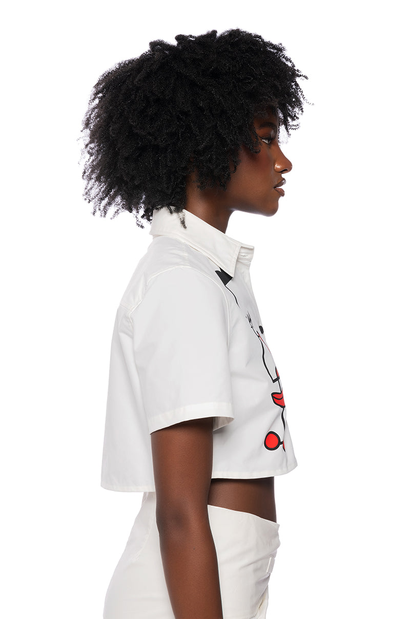 GIVING ATTITUDE PRINTED POPLIN BUTTON DOWN