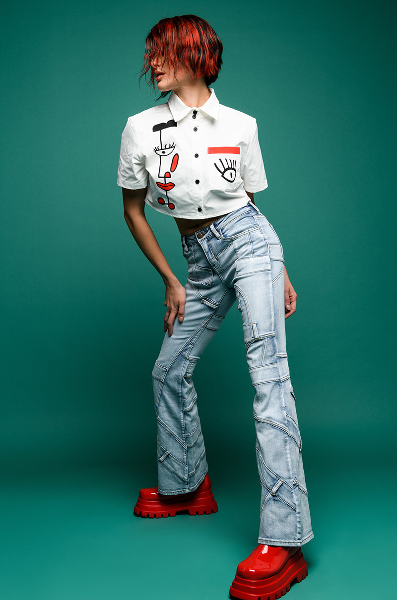 GIVING ATTITUDE PRINTED POPLIN BUTTON DOWN