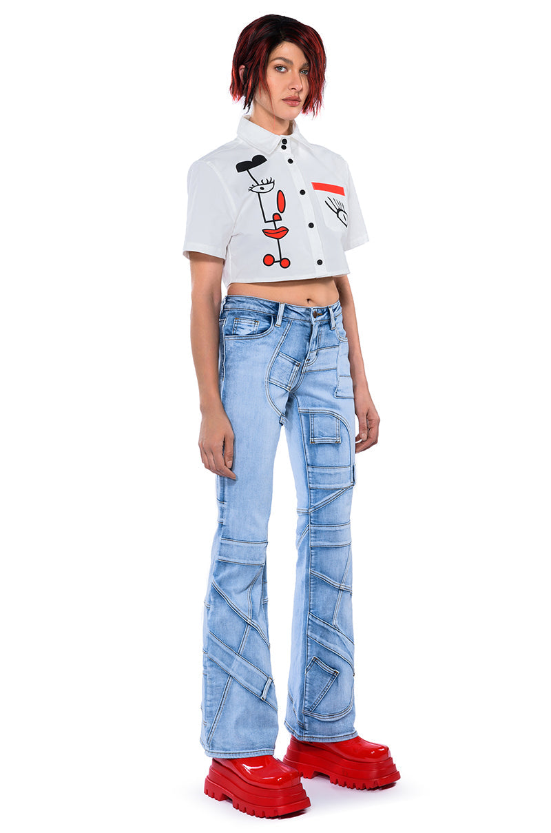 GIVING ATTITUDE PRINTED POPLIN BUTTON DOWN