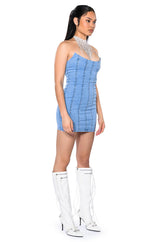 GIVING POPSTAR DENIM MINI DRESS