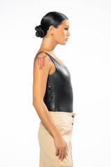 GLAM FAUX LEATHER BODYSUIT