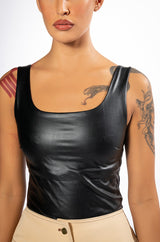 GLAM FAUX LEATHER BODYSUIT