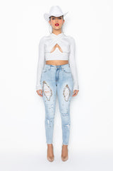 GLAMOUR RHINESTONE SKINNY JEANS