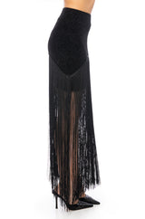 GLIMPSE OF ME FRINGE MINI SKIRT