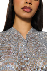 GLISTEN OPEN BACK RHINESTONE CHAIN MAIL TOP