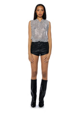 GLISTEN OPEN BACK RHINESTONE CHAIN MAIL TOP