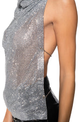 GLISTENING RHINESTONE MESH TOP