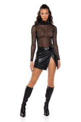 GLITZ AND GLAM LONG SLEEVE EMBELLISHED MESH TOP