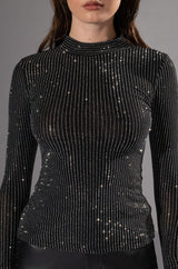 GLITZ LONG SLEEVE MESH TOP