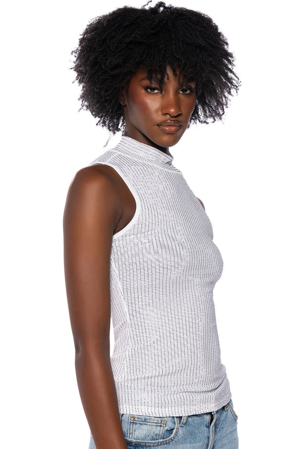 GLITZ SLEEVELESS MESH TOP
