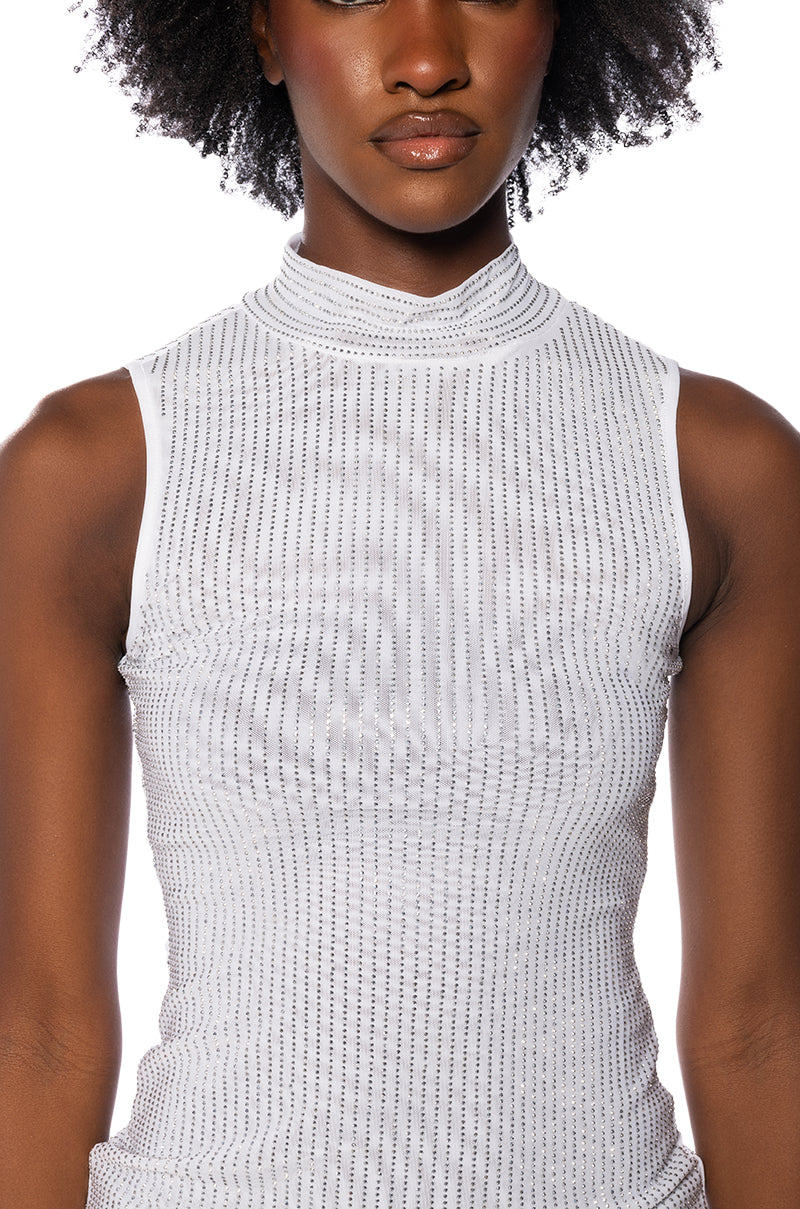 GLITZ SLEEVELESS MESH TOP