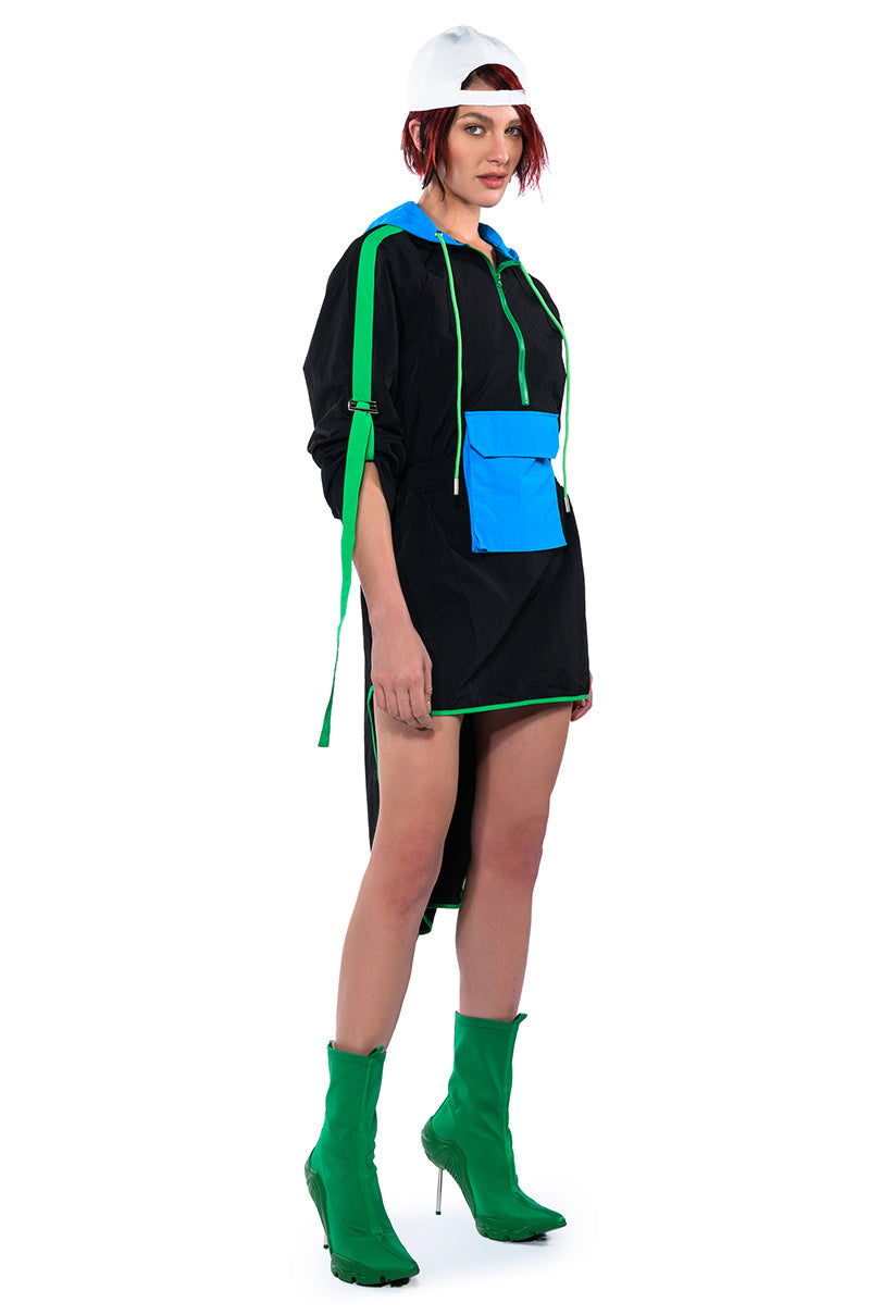 RUMER NYON HIGH LOW LONG SLEEVE MINI DRESS