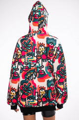 GO CRAZY PRINTED OVERSIZED HOODED SWEATSHIRT DRESS