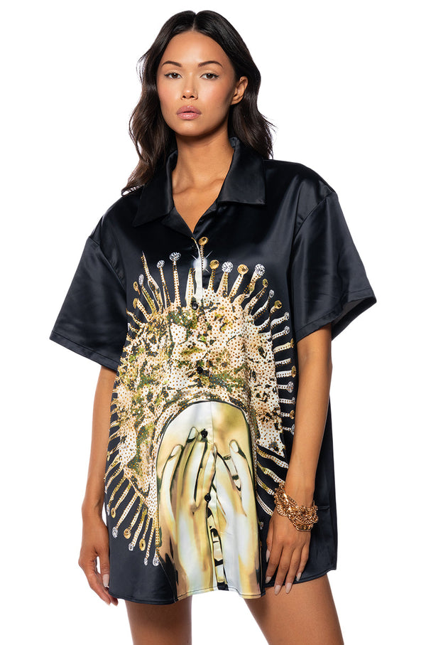 GODDESS BALLER BUTTON DOWN TOP