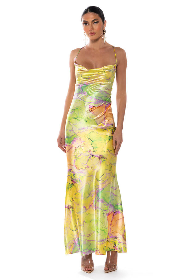 GOING UP SATIN MAXI DRESS