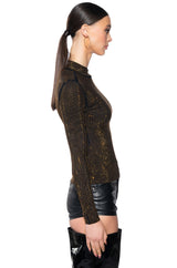 GOLDEN GLITZ LONG SLEEVE MESH TOP