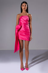 GOLDEN HOUR STRAPLESS RUCHED BOW DETAIL MINI DRESS