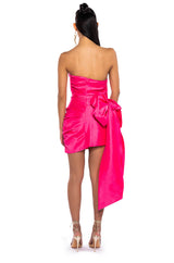 GOLDEN HOUR STRAPLESS RUCHED BOW DETAIL MINI DRESS