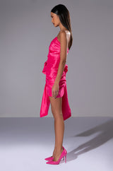 GOLDEN HOUR STRAPLESS RUCHED BOW DETAIL MINI DRESS