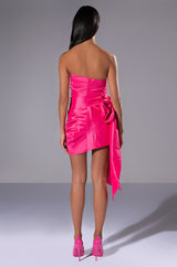 GOLDEN HOUR STRAPLESS RUCHED BOW DETAIL MINI DRESS