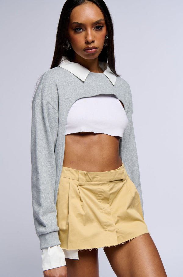 GONE GIRL COLLARED HALF SWEATSHIRT