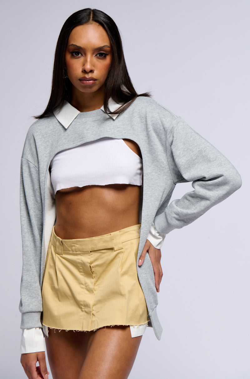 GONE GIRL COLLARED HALF SWEATSHIRT