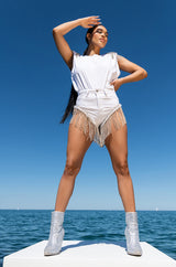 GONNA LOVE ME WATERFALL RHINESTONE DENIM SHORT