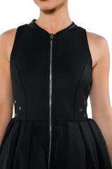 GOODIE ZIP DOWN PLEATED A LINE DRESS