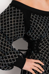 GOT IT GIRL RHINESTONE SWEATSHIRT DRESS