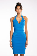 GOT ME GOOD HALTER NECK MIDI DRESS