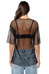 GOT PLANS TONIGHT RHINESTONE MESH T-SHIRT