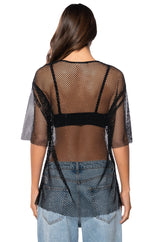 GOT PLANS TONIGHT RHINESTONE MESH T-SHIRT