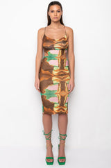 GOT THEM LIKE WOAH MIDI COWL NECK DRESS