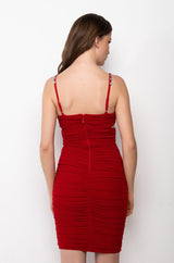 GOT YOUR HEART ON MY SHOULDERS RUCHED MIDI DRESS