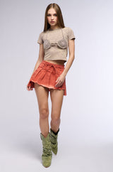 GOTTA HAVE IT PLEATED DENIM SKIRT