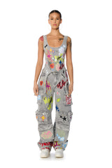 GRAFFITI DETAIL RELAXED LEG CARGO JEANS