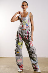 GRAFFITI DETAIL RELAXED LEG CARGO JEANS