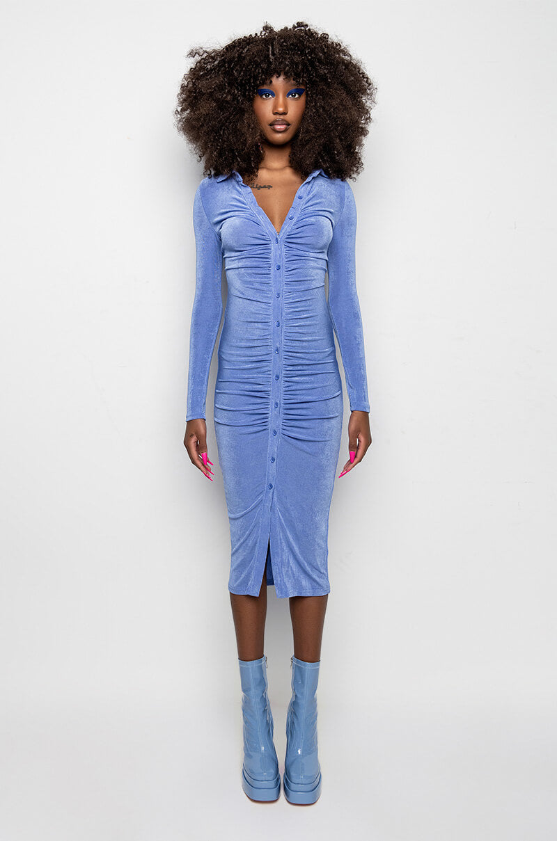 GRAM READY SLINKY MIDI DRESS
