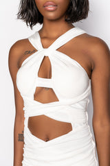 GREEK GODDESS WRAP TOP SLINKY DRESS