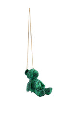 GREEN BROCADE BEAR PURSE