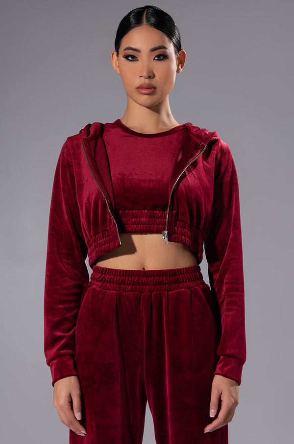 GRETCHEN ZIP UP CROPPED HOODIE