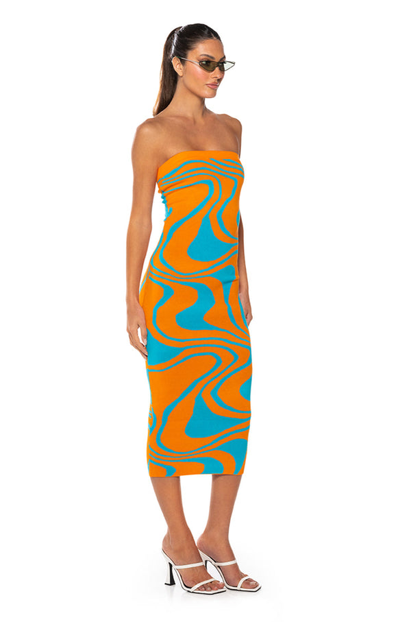 GROOVY GIRL SWIRL MIDI DRESS