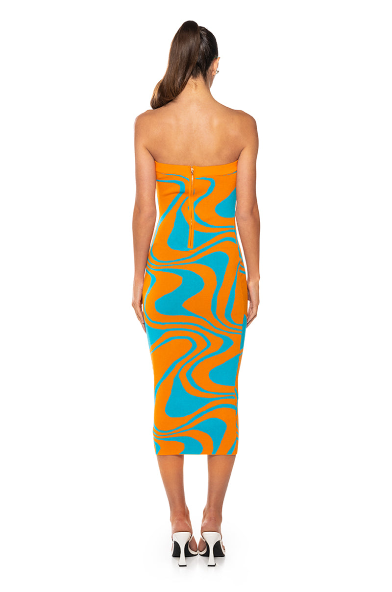 GROOVY GIRL SWIRL MIDI DRESS