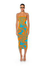 GROOVY GIRL SWIRL MIDI DRESS