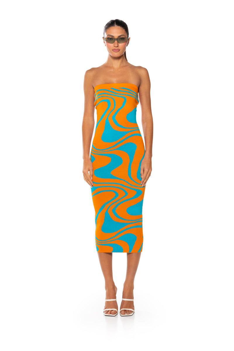 GROOVY GIRL SWIRL MIDI DRESS