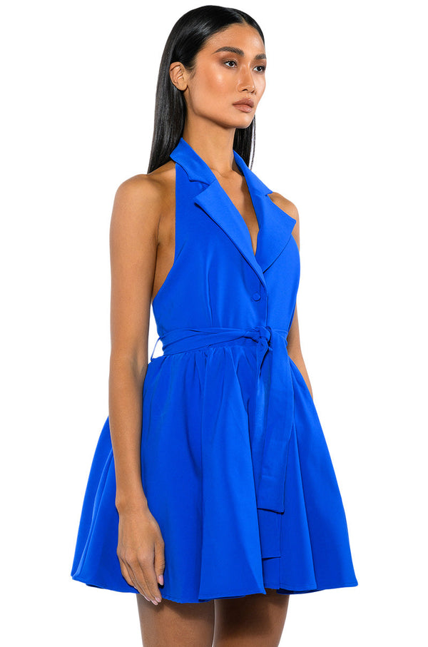 HADLEY COLLARED FIT AND FLARE MINI DRESS