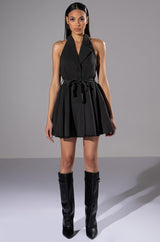HADLEY COLLARED FIT AND FLARE MINI DRESS