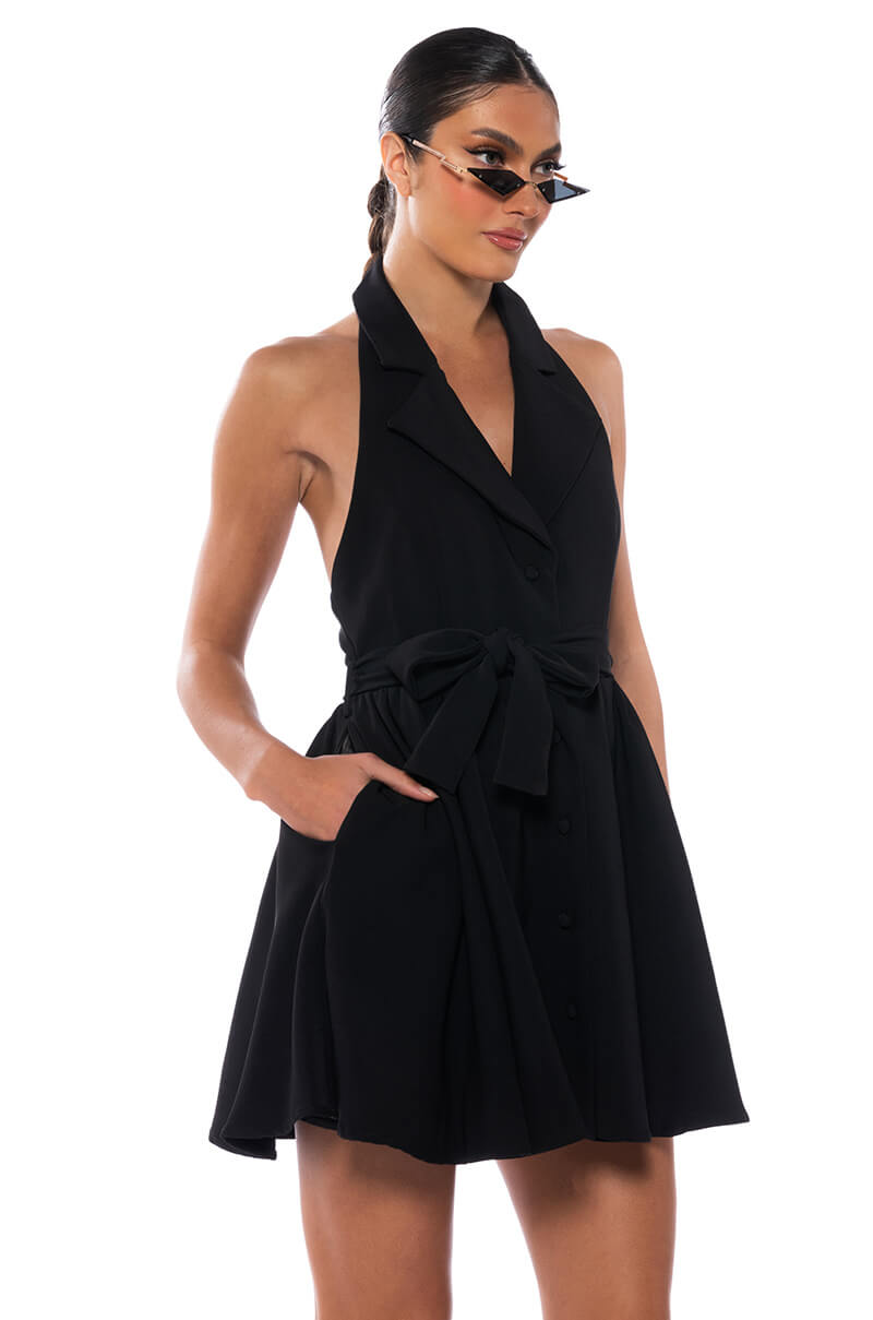 HADLEY COLLARED FIT AND FLARE MINI DRESS